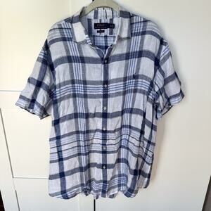 POLO Ralph Lauren‎ Men’s Classic Fit XL Button Down 100% Linen Blue Plaid